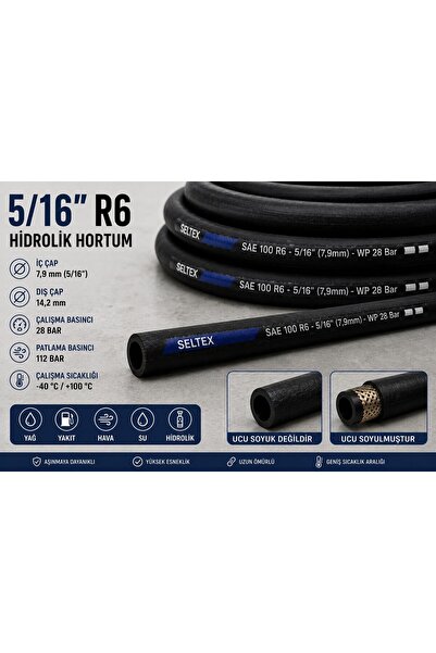 SELL 5/16" SAE 100 R6 Hidrolik Hortum Yağ Hava Yakıt Hortumu 1 Metre