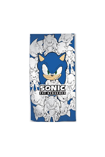 Sonic Η πετσέτα θαλάσσης μικροϊνών με σχέδιο Σκαντζόχοιρα, 140x70εκ. Μπλε