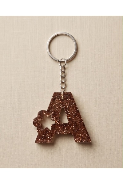 Luvia Accesories سلسلة مفاتيح على شكل حرف A من الإيبوكسي على شكل نجمة