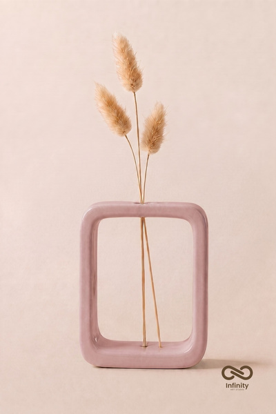 Infinity Art Studio Mineral Beton Çerçeve Formlu Dekoratif Vazo Minimalist Ev...