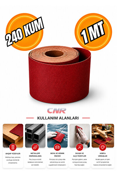 CNR 240 Kum Rulo Zımpara - 1 Metre | Ahşap ve Metal Yüzeyler İçin Aşındırıcı Zımpara