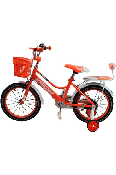 Raed Azzeem Girls' Bicycle with Basket and Rear Seat, 16 inch, Orange