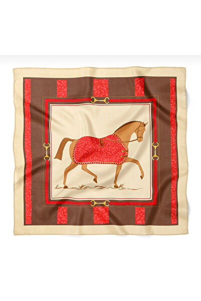 Home Beige Scarf with Horse Pattern