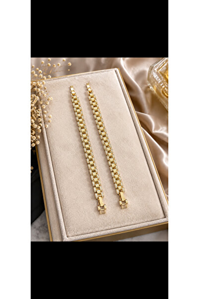 GB Sign Premium Gold Zirkon Taşlı Luxury Çelik Bileklik