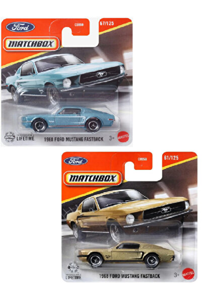 HOT WHEELS Matchbox 1968 Ford Mustang Fast back (1/64) ÖLÇEK 2 ADET ARABA SET