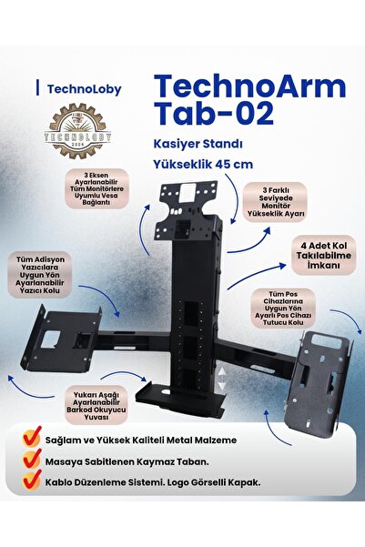 TechnoLoby TechnoArm Tab-02 Kasiyer Standı, kasa standı, monitör standı, POS ...
