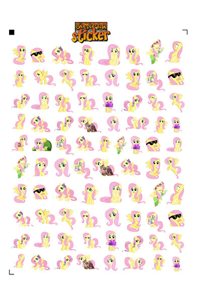 Simirna Tasarım My Little Pony Fluttershy Sticker Seti 83 Adet Fotoğraf Kağıd...