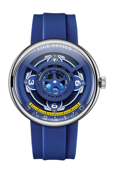 Lige Men's watch LG89285, Pointerless, Rotate Earth, Quartz, Case 44mm, Lumin...