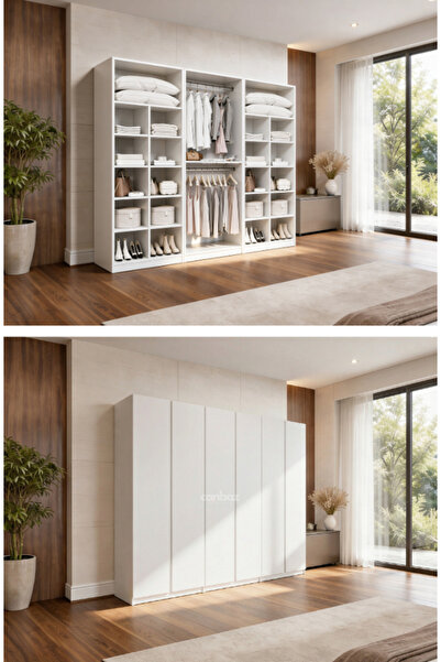 CANBAZ FURNİTURE Mira modüllü 6 MDF kapaklı %100 MDF (KURULUM DAHİL)