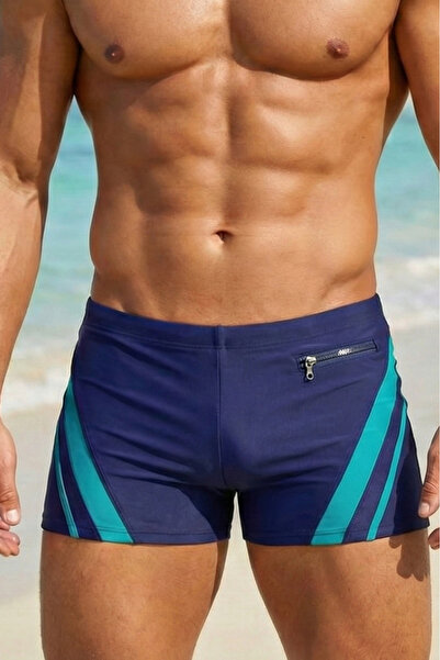embody Men's boxer briefs with drawstring and zip pocket navy/green Q329