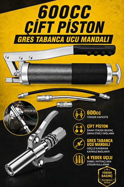 Zephoo 600 CC Çift Pistonlu Gres Pompası Seti – Çift Mandallı Gres Tabanca Uc...