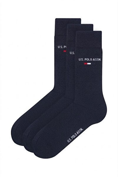 U.S. Polo Assn. Комплект от 3 памучни чорапа, тъмносин