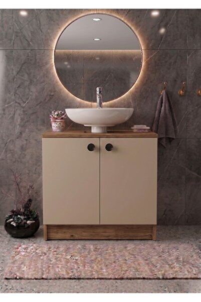 EGN WOODS Atlantik Çam Lavabo Altı Banyo Dolabı - 2 Kapaklı 2 Bölmeli Modüler...