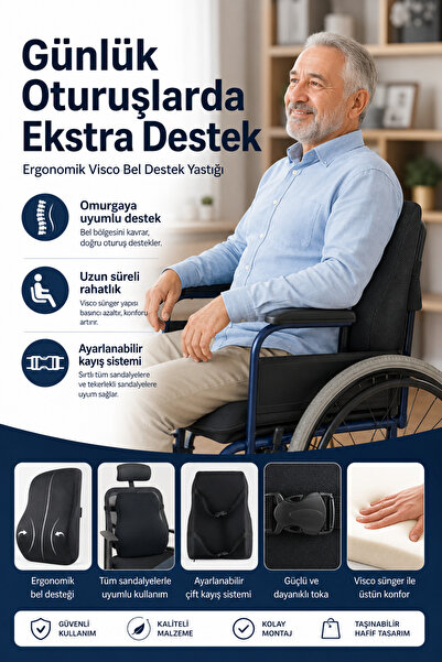 EpiRelax Tekerlekli Sandalye Konfor Minderi Visco Bel Destek Yastığı Engelli ...