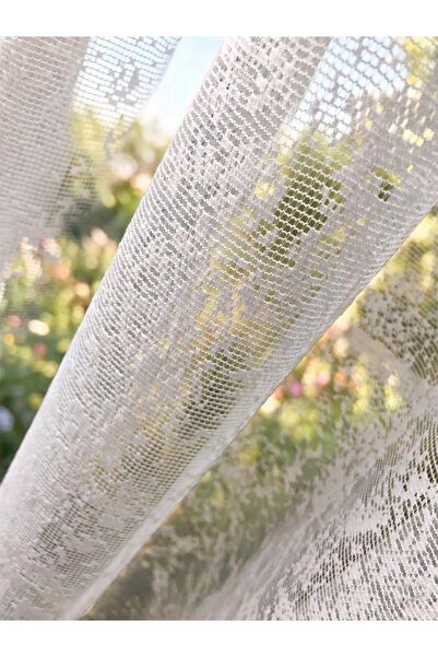 Evdepo Home Sand Pattern 1 to 3 Dense Pleats - Non-Ironing Modern Tulle Curta...