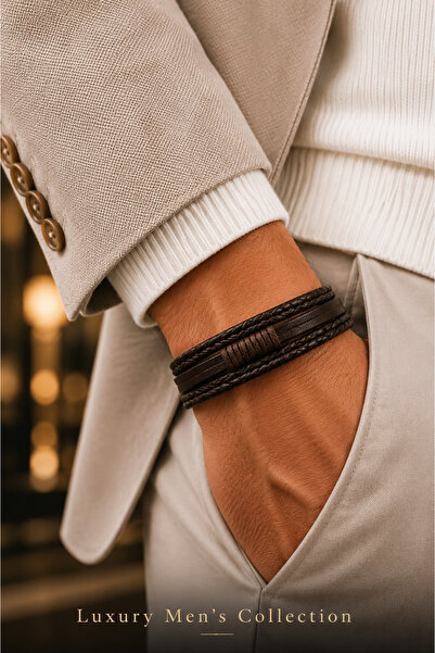 Jack Ferrero Luxury Men's Collection Çelik Kilit Deri Bileklik