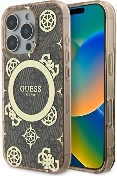 Guess Iml 4g Παιώνια Θήκη Magsafe iPhone 16 Pro Max Καφέ Κωδικός: GUHMP16XH4P...