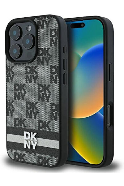 Dkny Καρό Σχέδιο Πίσω Κάλυμμα από Συνθετικό Δέρμα Μαύρο (iPhone 16 Pro Max) Κ...