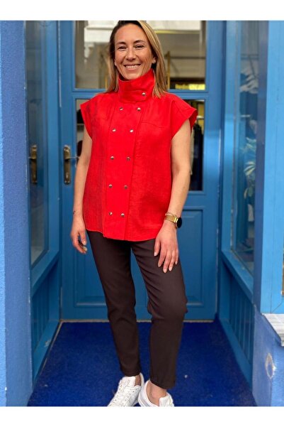 Qualia Butik Kadın Dik Yaka Tasarım Yelek