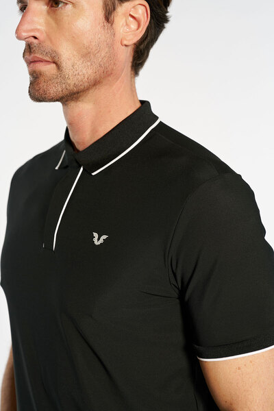 bilcee Men's Polo Neck Training Black T-Shirt 4908