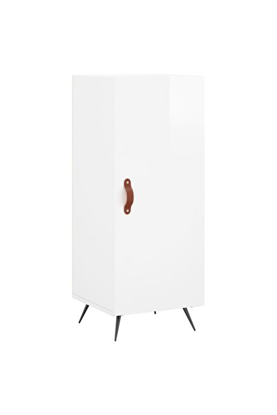 vidaxl Servantă, alb extralucios, 34,5x34x90 cm, lemn compozit