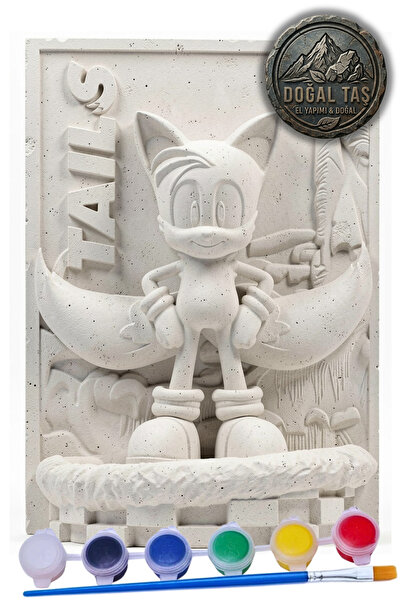 Craft3D Atölye Sonic-Tails 15 cm Figür Taş Biblo Çocuk Boyama Etkinliği Boyam...