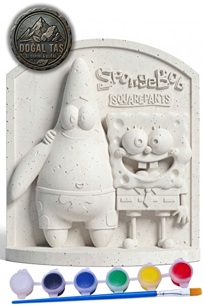 Craft3D Atölye Sungerbob ve Patrick 15 cm Figür Taş Biblo Çocuk Boyama Etkinl...