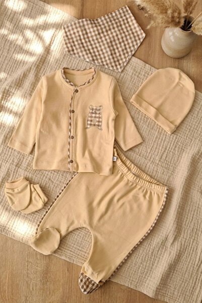 Babydonat طقم أمبر تيدي جينغهام المكون من 5 قطع من القطن العضوي للأطفال - طقم...