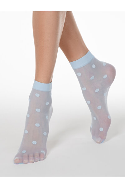 sosetaria Conte Elegant Big Dots blue lycra socks 20 den