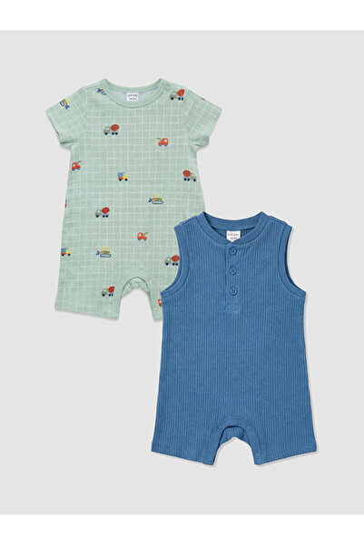 LC Waikiki Blue Crew Neck Baby Boy 2-Piece Jumpsuit Set