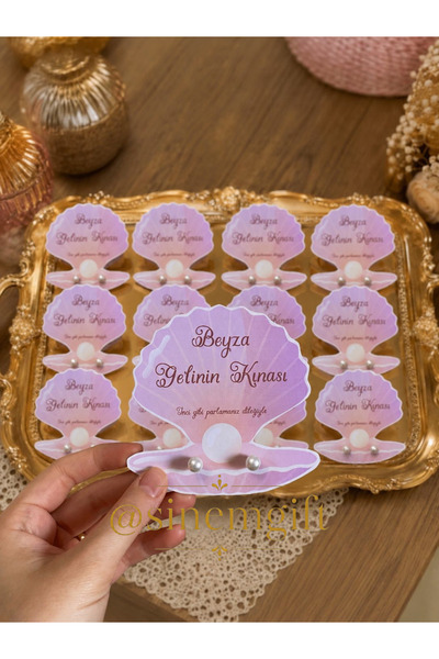 Sinem Gift 10 أقراط من اللؤلؤ - هدية الحناء - ليلة الحناء - هدية العروس المست...