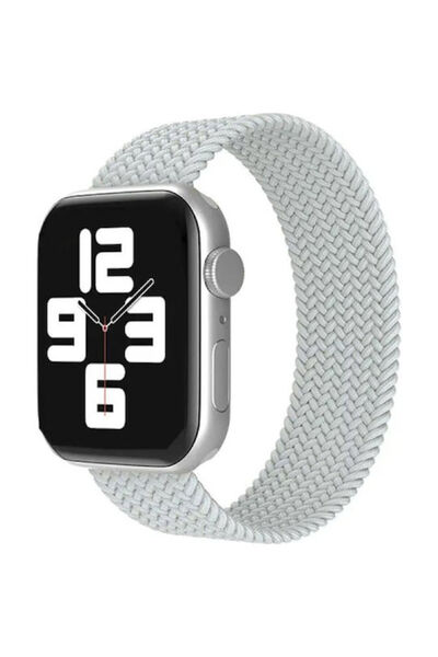 OEM Λουράκι Apple Watch 42 44 45 49mm Πλεκτό Solo Loop L Pearl Satin Grey