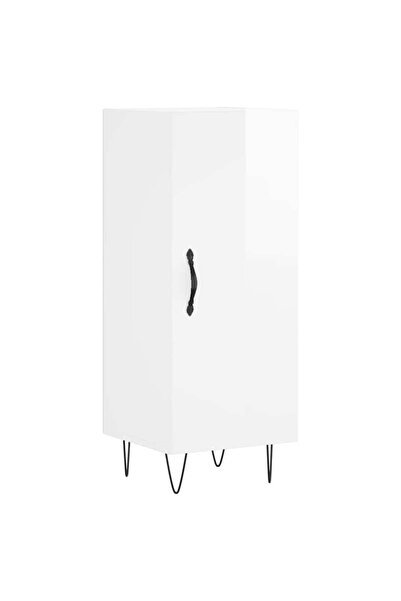 vidaxl Servantă, alb extralucios, 34,5x34x90 cm, lemn compozit