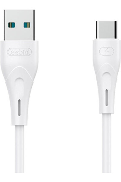 Celebrat Καλώδιο USB 2.0 USB Type-C Αρσενικό - USB-A 15W Λευκό 1μ