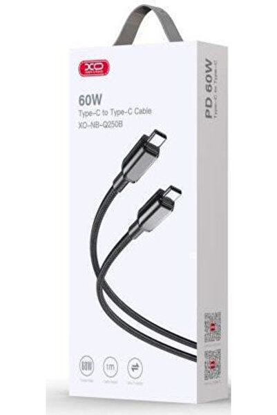 Xo NB-Q250B Καλώδιο USB 2.0 USB-C Αρσενικό - USB-C 60W PD Μαύρο 1μ 16.005.0298