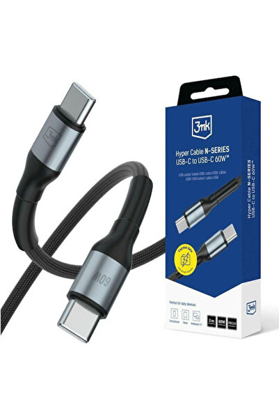 3MK Hyper Καλώδιο USB 2.0 USB-C Αρσενικό - USB-C 60W Μαύρο 3μ