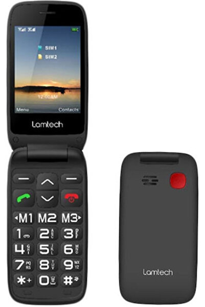 Lamtech Flip-X Διπλή SIM (32MB/32MB) Κινητό τηλέφωνο με μεγάλα κουμπιά Μαύρο