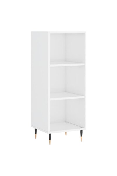 vidaxl Servantă, alb extralucios, 34,5x32,5x90 cm, lemn compozit