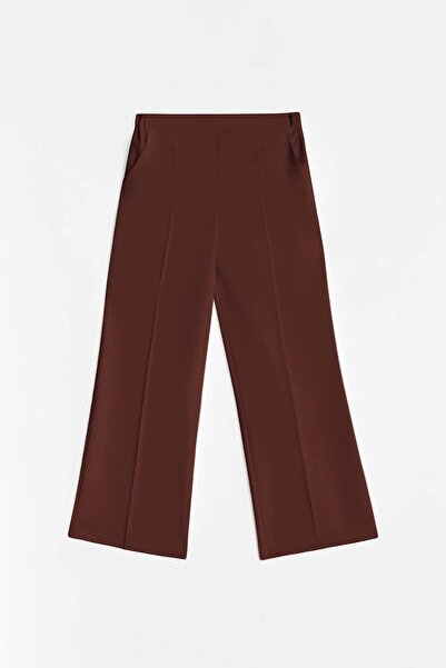 Tuğba Beli Lastikli Culotte Pantolon - Kahve
