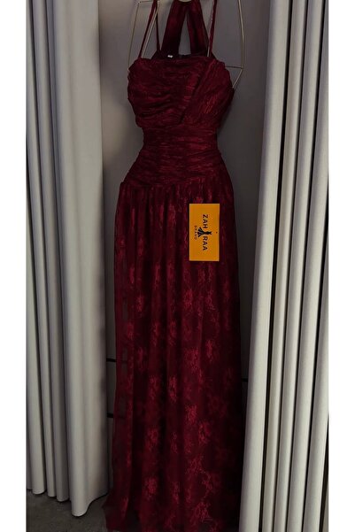 ZAHRAA BRAND Red Lace Evening Dress