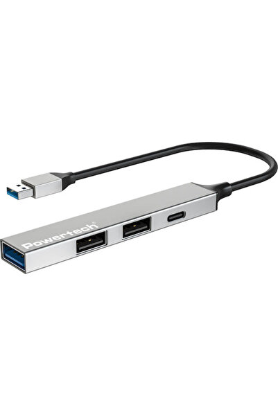 POWERTECH USB 3.2 Διανομέας USB 4 θυρών με σύνδεση USB-C Γκρι Κωδικός: PT-1413