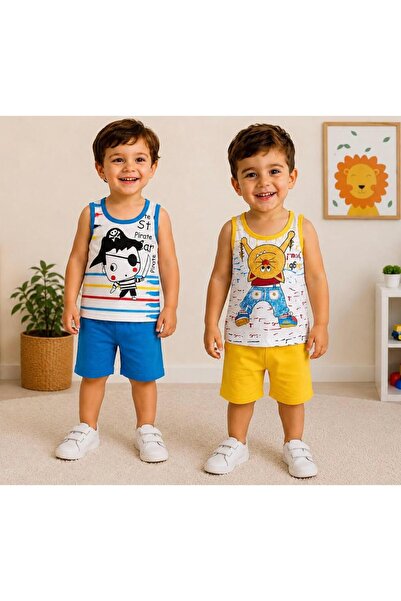 Kids BOY 2 Lİ KOMBİN YAZLIK ASKILI COCUK TAKIMI 1-10 YAŞ