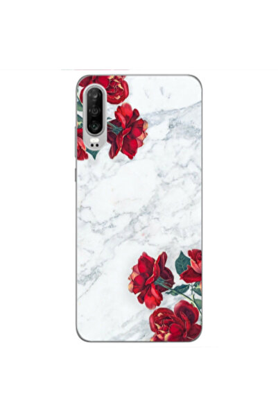 Other Huawei P30 red roses marble Transparent Silicone TPU Θήκη
