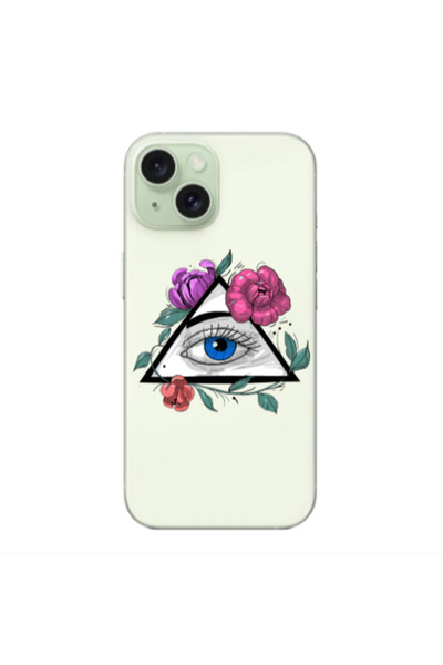 Other Apple iPhone 15 Plus Eye and flower Transparent Silicone TPU Θήκη