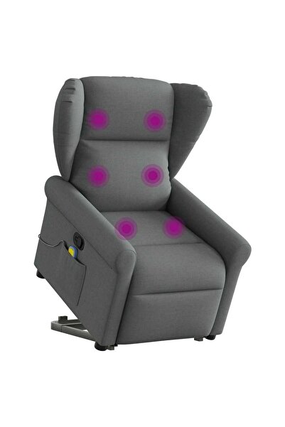 vidaxl Fotoliu de masaj rabatabil cu ridicare, gri închis, textil