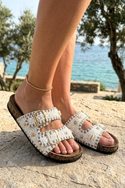 Godystep Shell Women's Sea Shell and Micro Bead Detailed Double Buckle Orthop...