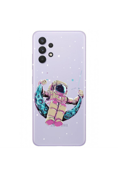 Other Samsung A32 4G Astronaut swinging on the moon Transparent Silicone TPU ...