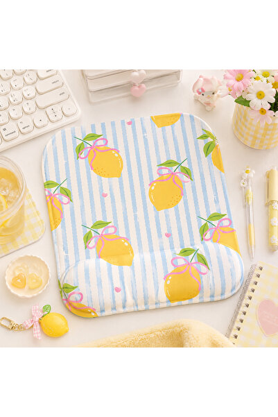 matizya Limon Desenli Bilek Destekli Mousepad 23x19 cm Ergonomik Mouse Pad Ka...