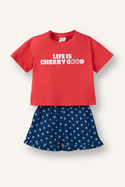 DeFacto Printed Short-Sleeved T-Shirt Polka Dot Shorts 2-Piece Set Baby Girl ...