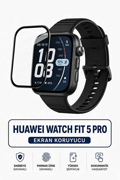 İncisoft Huawei Watch Fit 5 PRO Uyumlu Tam Kaplayan Kavisli Kırılmaz Nano Ekr...